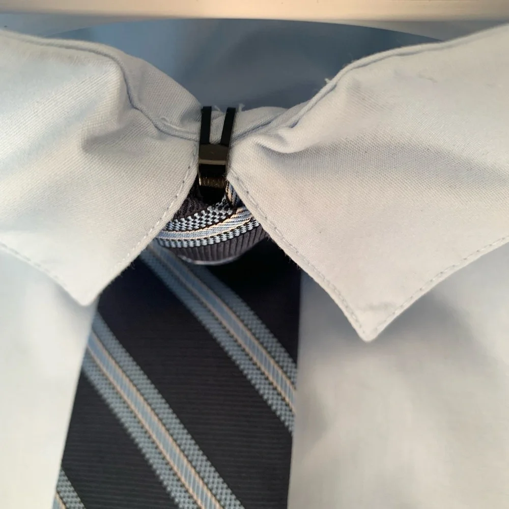 NWT Claiborne Suit Set Boys Size 6R Blue Gray 4 PC Vest Shirt Pants Clip On Tie